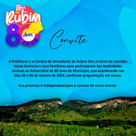 Convite para Comemoração dos 80 Anos de Rubim