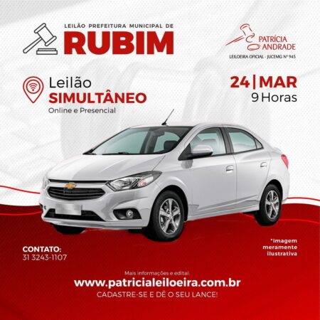 Leilão Simultâneo Online e Presencial – Prefeitura de Rubim